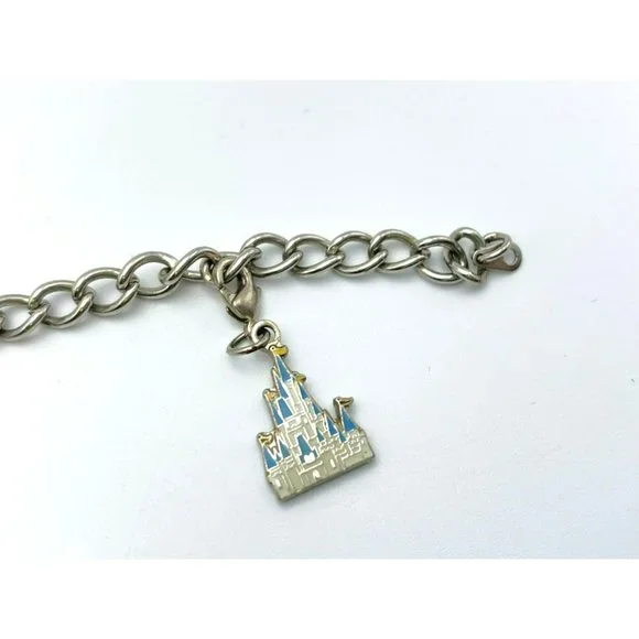 Walt Disney Charm Bracelet Silver Tone Clip Charms 7 3/4" Rhinestone Official - Picture 9 of 11